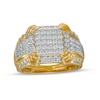 Men's 1 CT. T.W. Cushion Composite Diamond Tiered Four-Corner Border Multi-Row Ring in 10K Gold