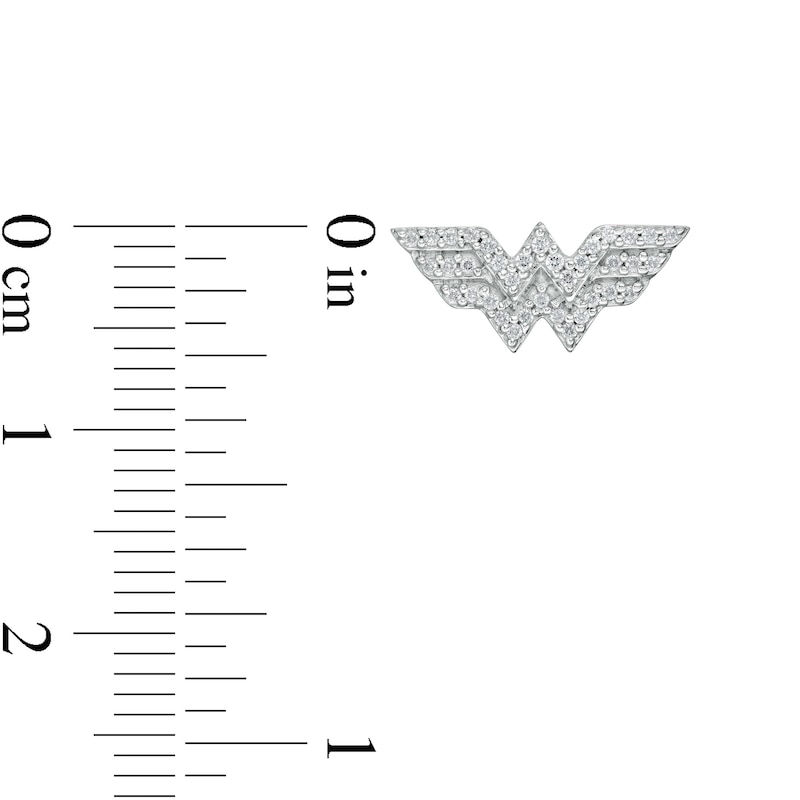 Main Image 3 of Wonder Woman™ Collection 1/5 CT. T.W. Diamond Symbol Stud Earrings in Sterling Silver
