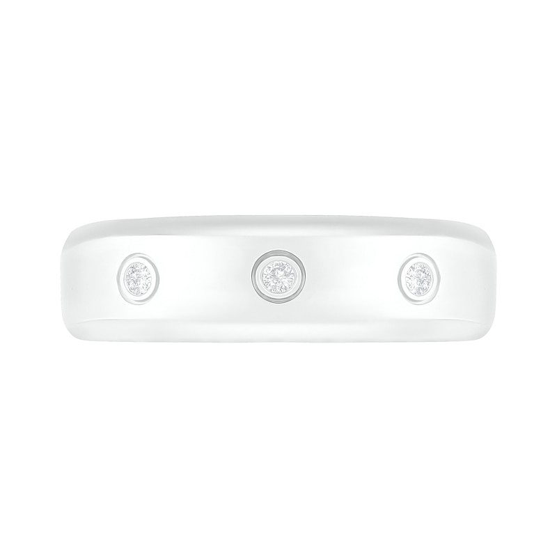 Main Image 2 of 1/15 CT. T.W. Diamond Three Stone Station Wedding Band in 10K White Gold