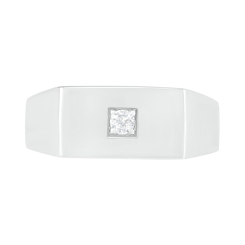 Main Image 2 of Men's 1/15 CT. Diamond Solitaire Square-Top Wedding Band in 10K White Gold
