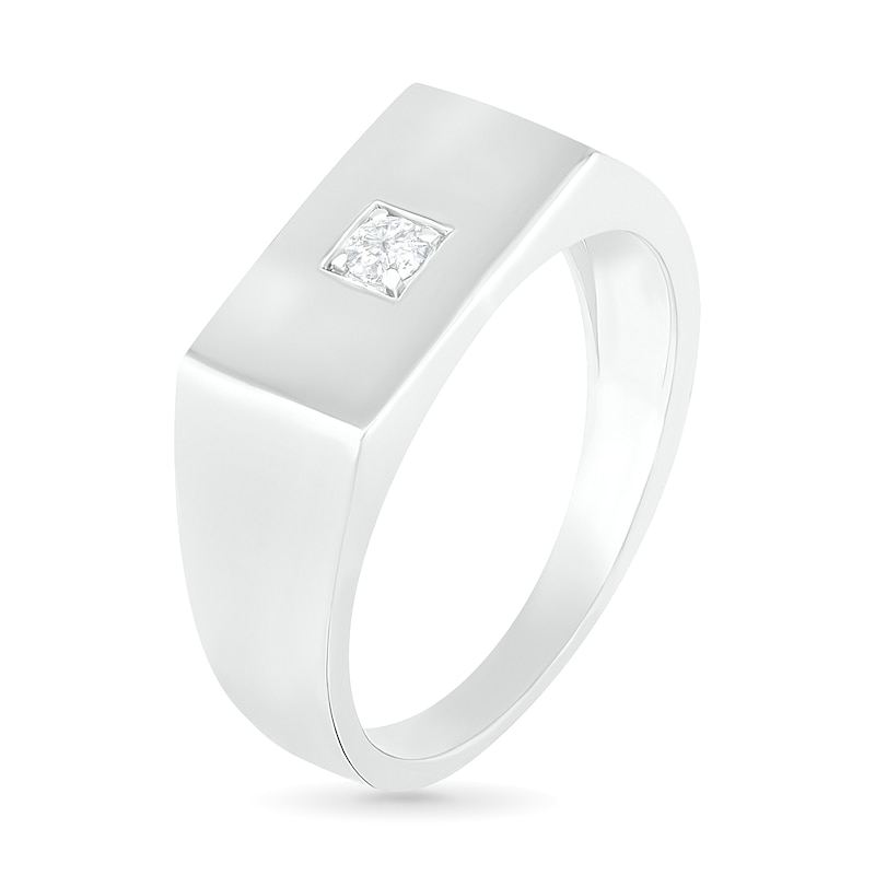 Main Image 3 of Men's 1/15 CT. Diamond Solitaire Square-Top Wedding Band in 10K White Gold