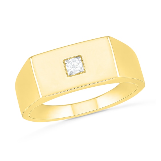 1/15 CT. Diamond Solitaire Square-Top Wedding Band in 10K Gold