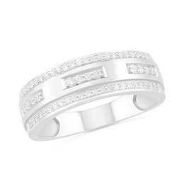 3/8 CT. T.W. Diamond Edge Wedding Band in 10K White Gold