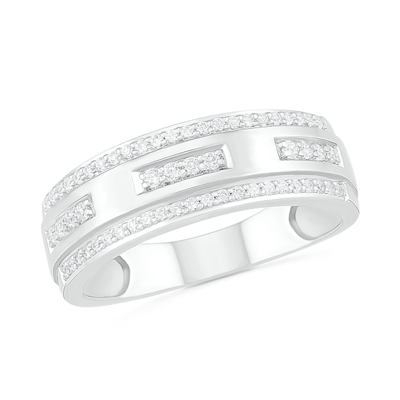 3/8 CT. T.w. Diamond Edge Wedding Band in 10K White Gold