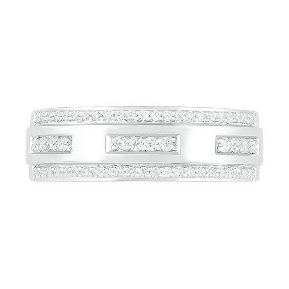 3/8 CT. T.w. Diamond Edge Wedding Band in 10K White Gold