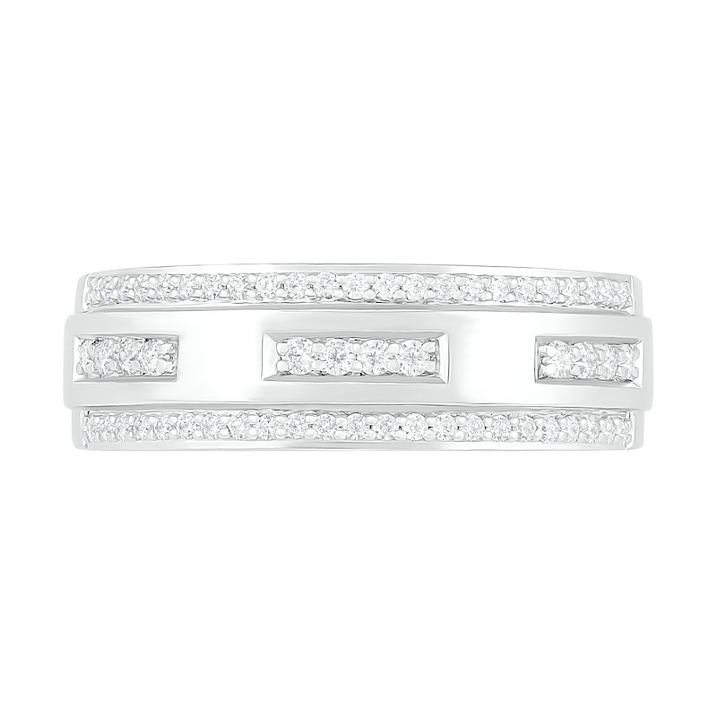Main Image 2 of Men's 3/8 CT. T.W. Diamond Edge Wedding Band in 10K White Gold