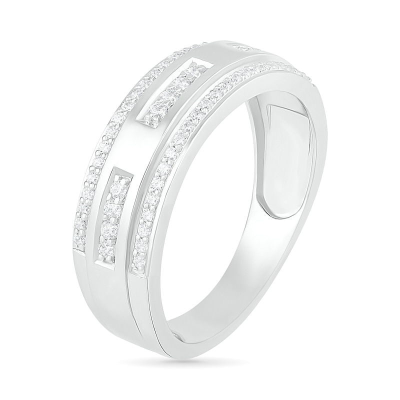 Main Image 3 of Men's 3/8 CT. T.W. Diamond Edge Wedding Band in 10K White Gold