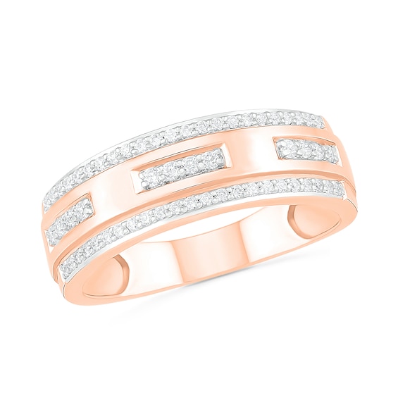3/8 CT. T.w. Diamond Edge Wedding Band in 10K Rose Gold