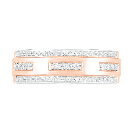 3/8 CT. T.w. Diamond Edge Wedding Band in 10K Rose Gold