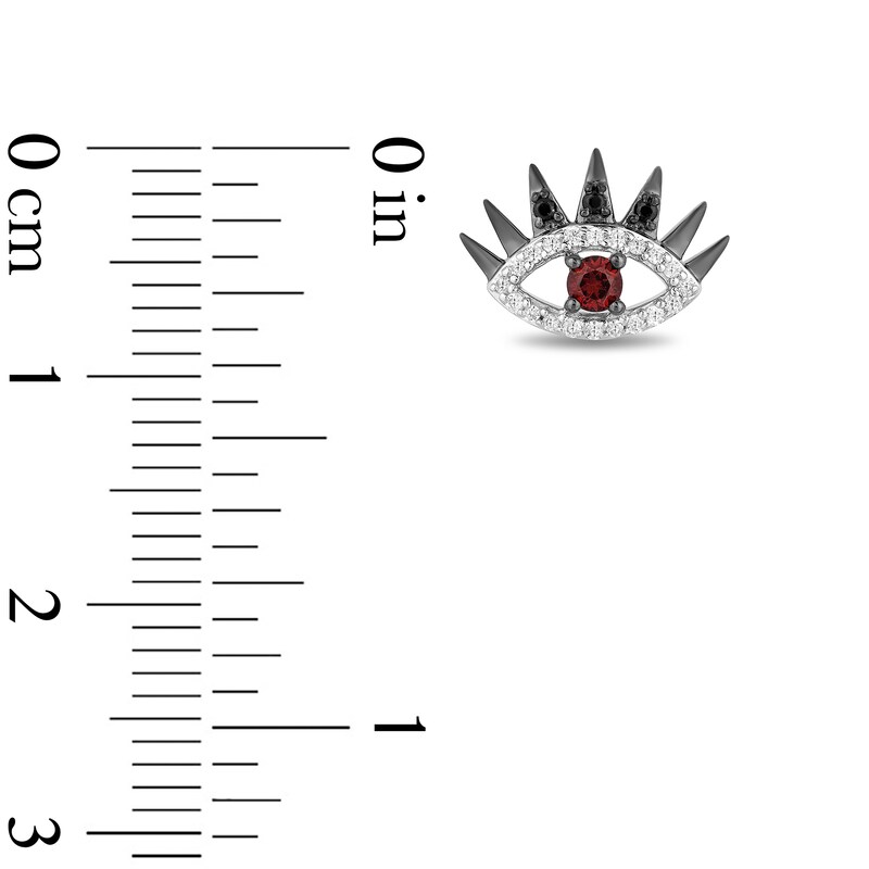 Main Image 3 of Enchanted Disney Villains Cruella De Vil Garnet and 1/6 CT. T.W. Diamond Eye Stud Earrings in Sterling Silver