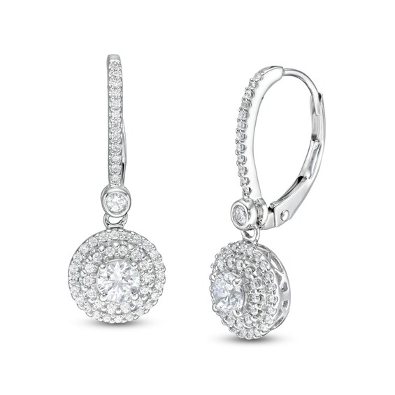 3/4 CT. T.w. Diamond Double Frame Drop Earrings in 10K White Gold