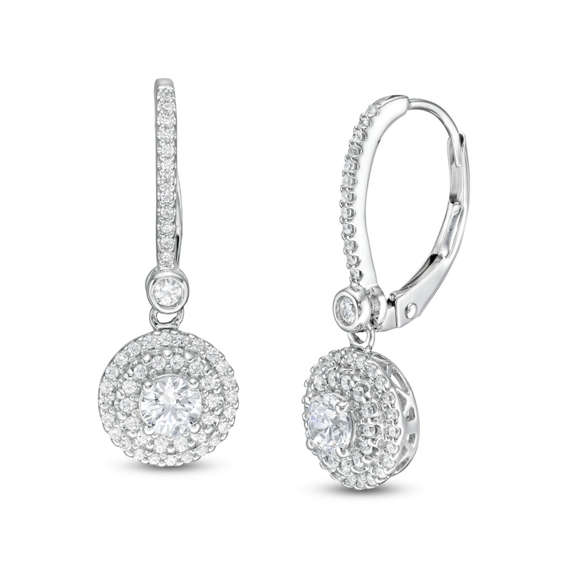 3/4 CT. T.W. Diamond Double Frame Drop Earrings in 10K White Gold | Zales