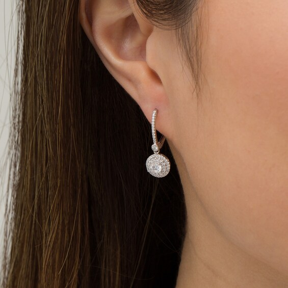 3/4 CT. T.w. Diamond Double Frame Drop Earrings in 10K White Gold