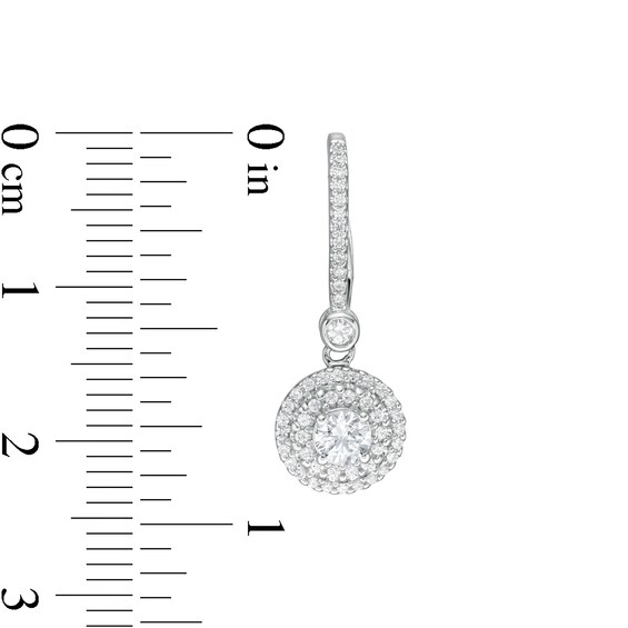 3/4 CT. T.w. Diamond Double Frame Drop Earrings in 10K White Gold