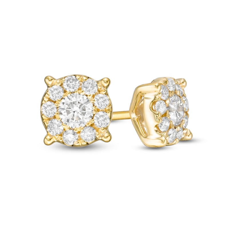 1/2 CT. T.W. Diamond Frame Stud Earrings in 14K Gold