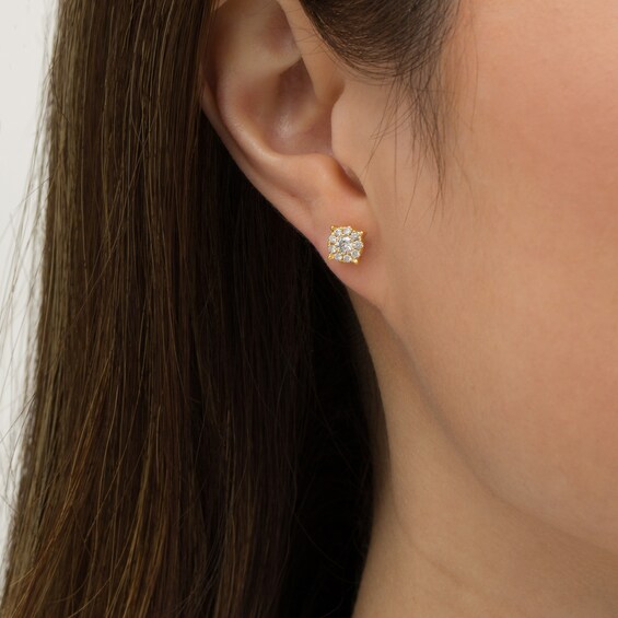 1/2 CT. T.w. Diamond Frame Stud Earrings in 14K Gold