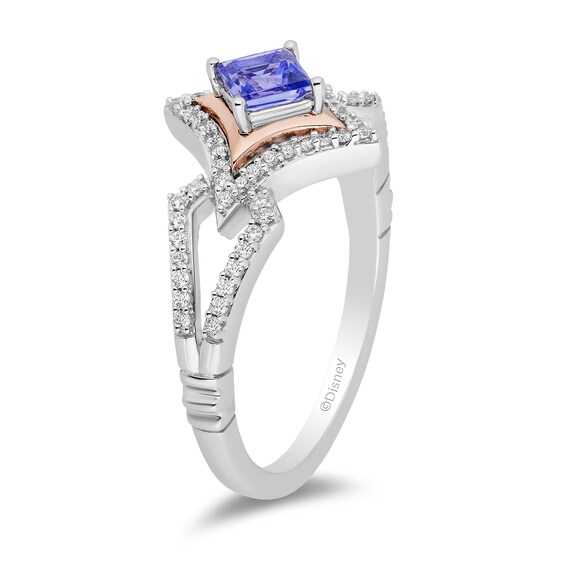 Enchanted Disney Ultimate Princess Celebration Tanzanite and 1/5 CT. T.w. Diamond Ring in Sterling Silver