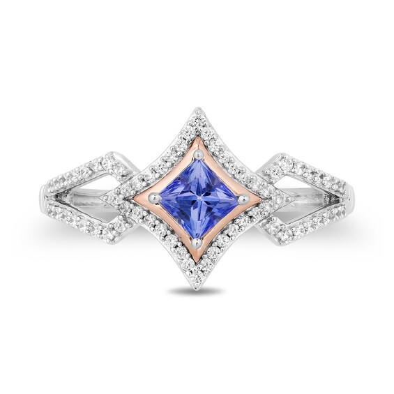 Enchanted Disney Ultimate Princess Celebration Tanzanite and 1/5 CT. T.w. Diamond Ring in Sterling Silver
