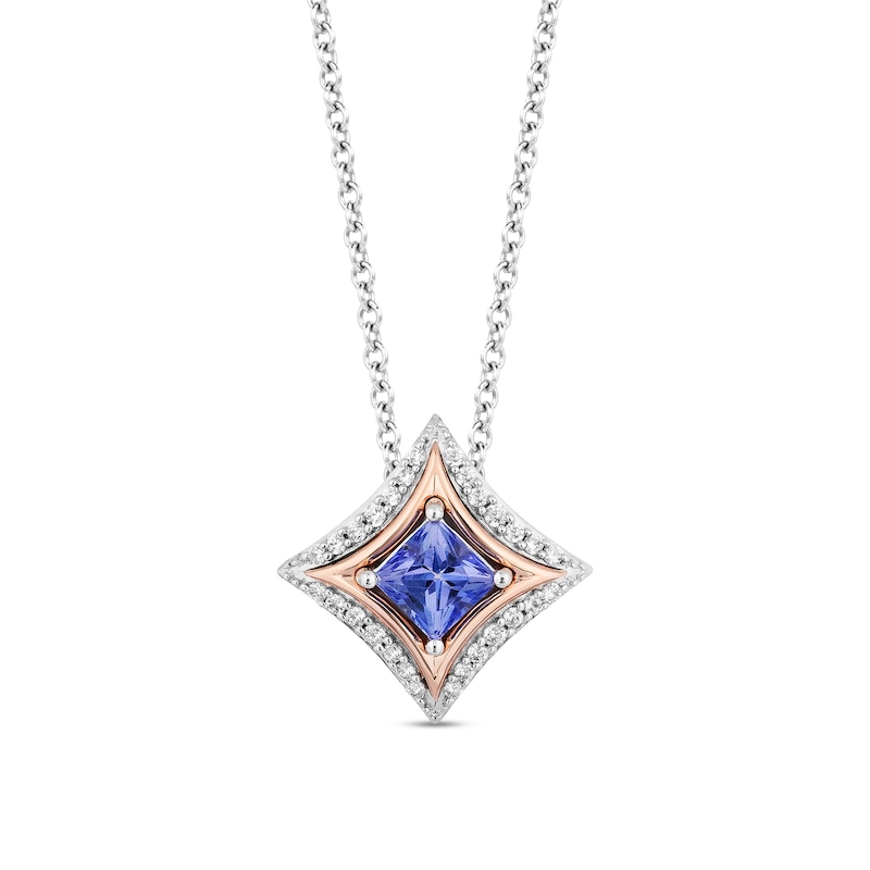 Main Image 1 of Enchanted Disney Ultimate Princess Celebration Tanzanite and 1/10 CT. T.W. Diamond Frame Necklace in Sterling Silver