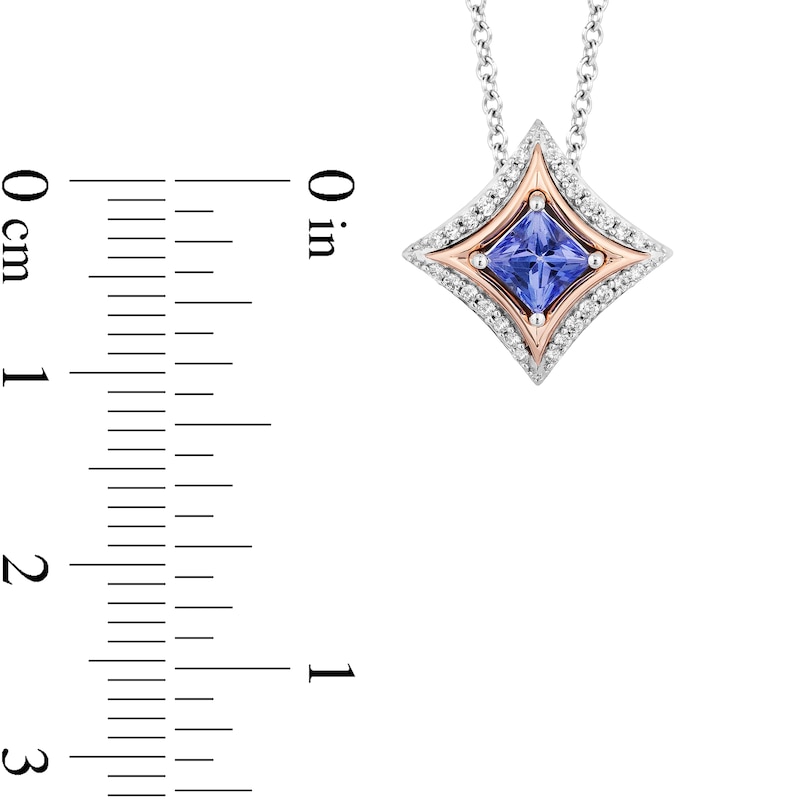 Main Image 3 of Enchanted Disney Ultimate Princess Celebration Tanzanite and 1/10 CT. T.W. Diamond Frame Necklace in Sterling Silver