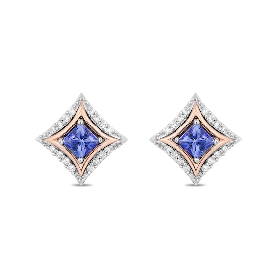 Enchanted Disney Ultimate Princess Celebration Tanzanite and 1/10 CT. T.w. Diamond Stud Earrings in Sterling Silver