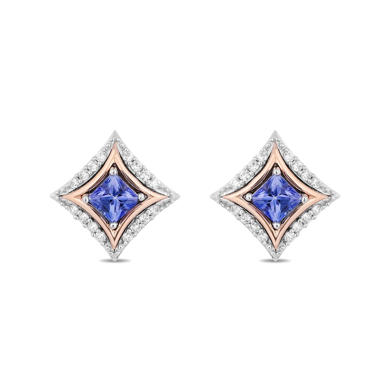 Main Image 1 of Enchanted Disney Ultimate Princess Celebration Tanzanite and 1/10 CT. T.W. Diamond Stud Earrings in Sterling Silver
