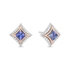 Thumbnail Image 2 of Enchanted Disney Ultimate Princess Celebration Tanzanite and 1/10 CT. T.W. Diamond Stud Earrings in Sterling Silver
