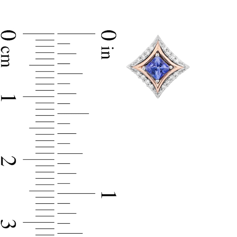 Main Image 3 of Enchanted Disney Ultimate Princess Celebration Tanzanite and 1/10 CT. T.W. Diamond Stud Earrings in Sterling Silver