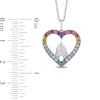 Thumbnail Image 3 of Enchanted Disney Ultimate Princess Celebration Multi-Gemstone and 1/20 CT. T.W. Diamond Heart Pendant in Sterling Silver