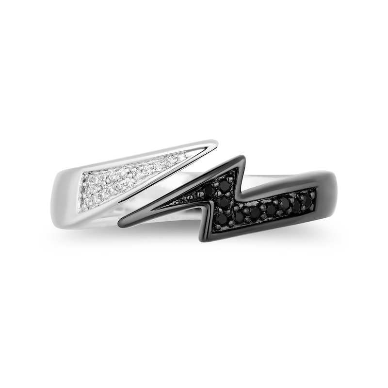 Main Image 1 of Enchanted Disney Villains Cruella De Vil 1/10 CT. T.W. Enhanced Black and White Diamond Open Ring in Sterling Silver