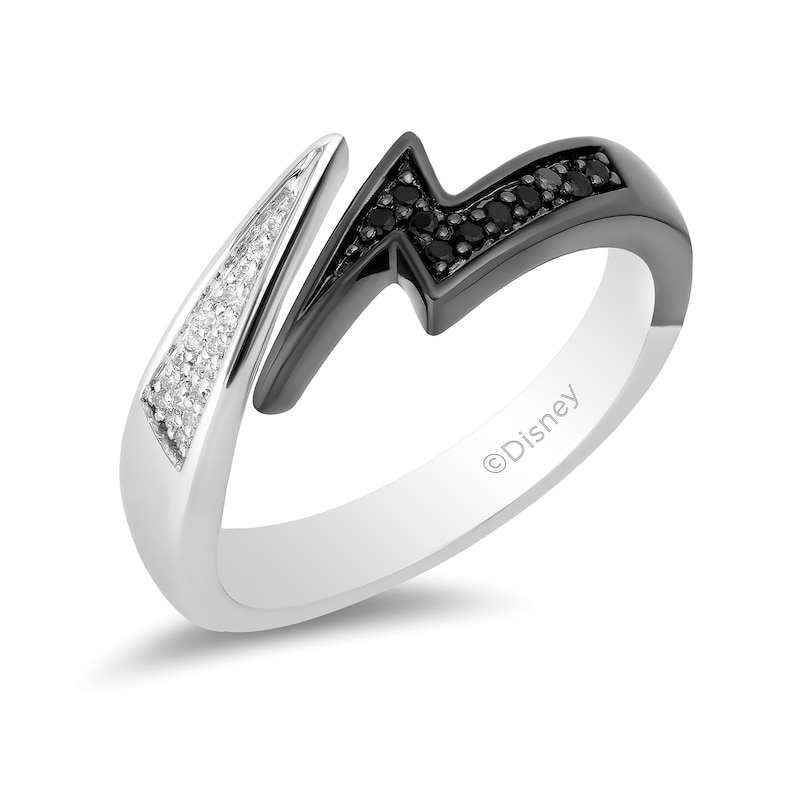 Enchanted Disney Villains Cruella De Vil 1/10 CT. T.W. Enhanced Black and White Diamond Open Ring in Sterling Silver