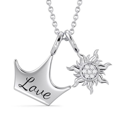 Enchanted Disney Rapunzel 1/20 CT. T.W. Diamond Sun and Crown Charm Pendant in Sterling Silver (1 Line)