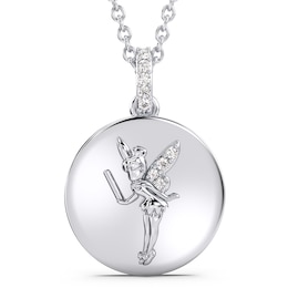 Enchanted Disney Tinker Bell Diamond Accent Disc Pendant in Sterling Silver (1 Line)