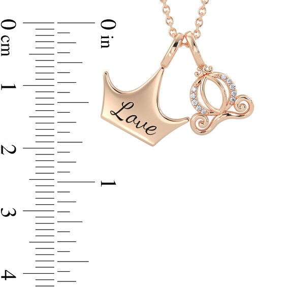 Enchanted Disney Cinderella Diamond Accent Carriage and Crown Charm Pendant in 10K Gold (1 Line)
