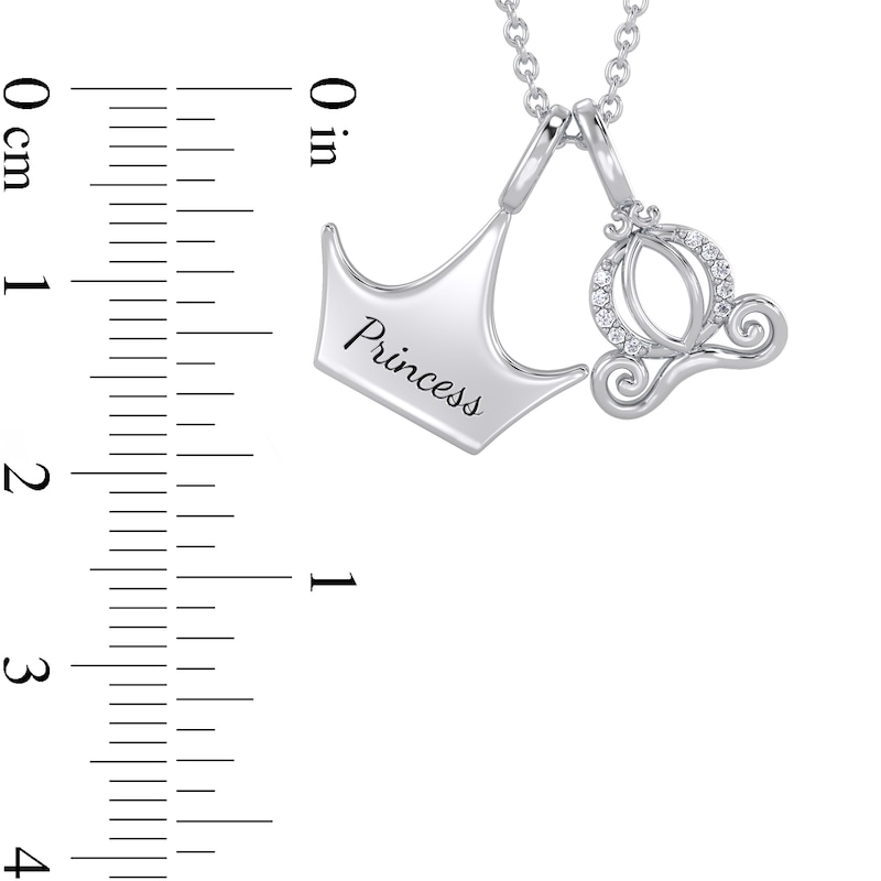 Enchanted Disney Cinderella Diamond Accent Carriage and Crown Charm Pendant in Sterling Silver (1 Line)