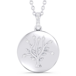 Enchanted Disney Pocahontas 1/20 CT. T.W. Diamond Tree of Life Disc Pendant in Sterling Silver (1 Line)