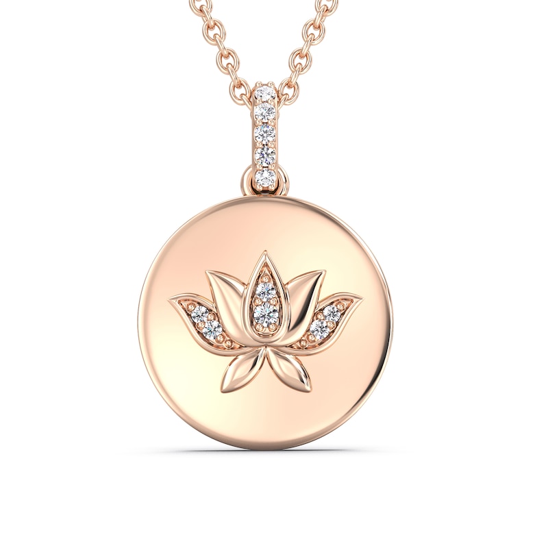 Enchanted Disney Tiana 1/20 CT. T.W. Diamond Water Lily Disc Pendant in ...