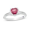 Thumbnail Image 1 of Cherished Promise Collection™ Enhanced Heart-Shaped Rhodolite Garnet and 1/20 CT. T.W. Diamond Promise Ring in 10K White Gold