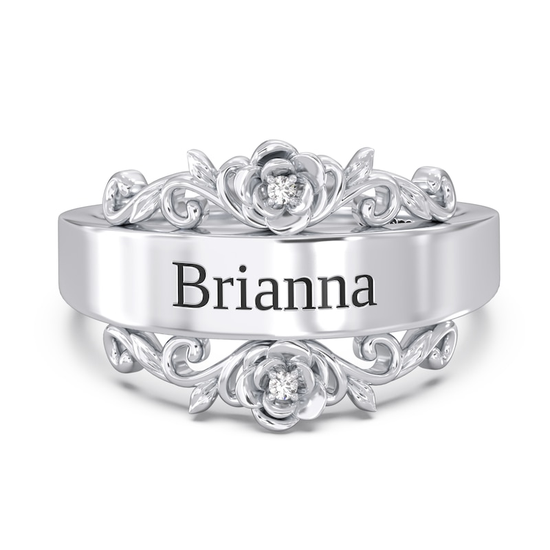Enchanted Disney Belle Diamond Accent Roses Ring in Sterling Silver (1 Line)