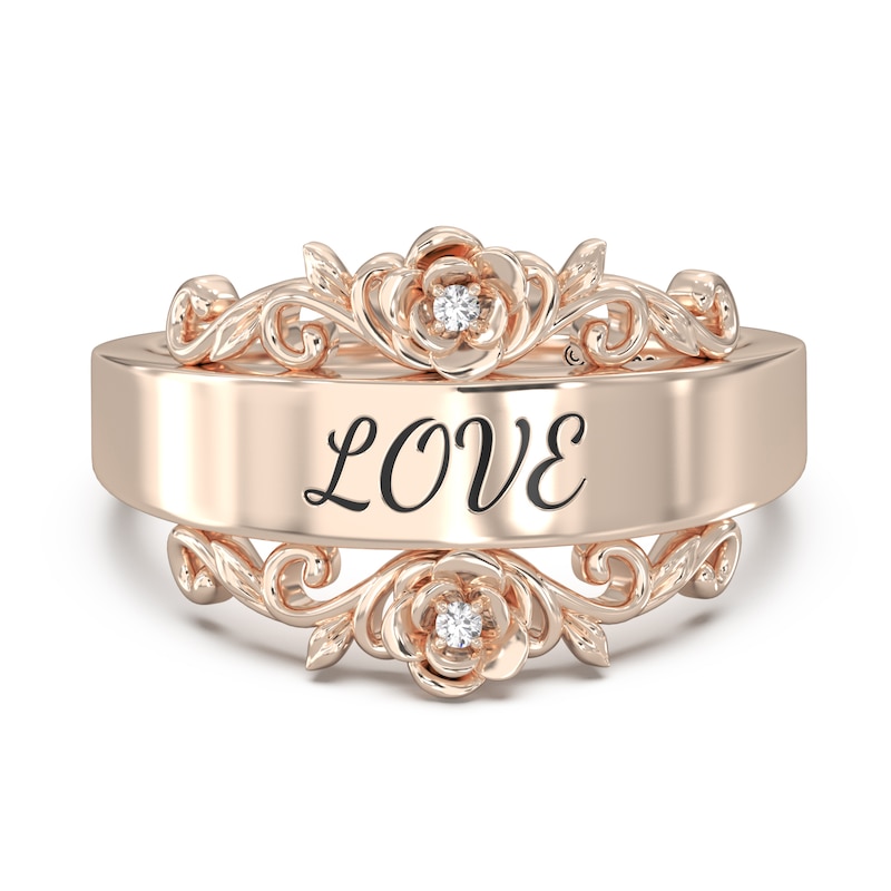 Enchanted Disney Belle Diamond Accent Roses Ring in 10K Gold (1 Line)