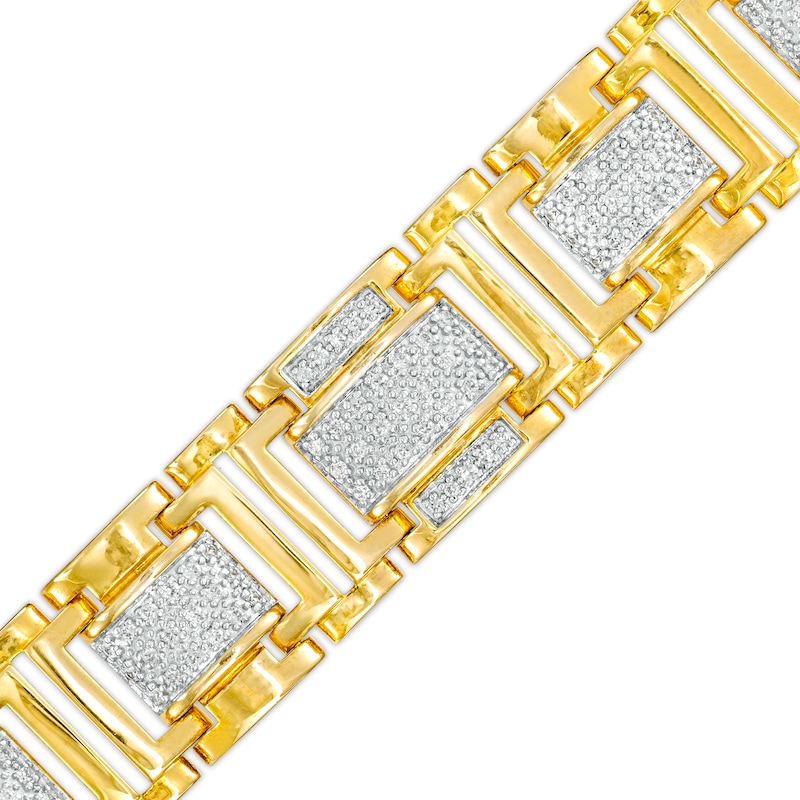 Men's 1-1/2 CT. T.W. Diamond Multi-Row Link Bracelet in 10K Gold - 8.5"