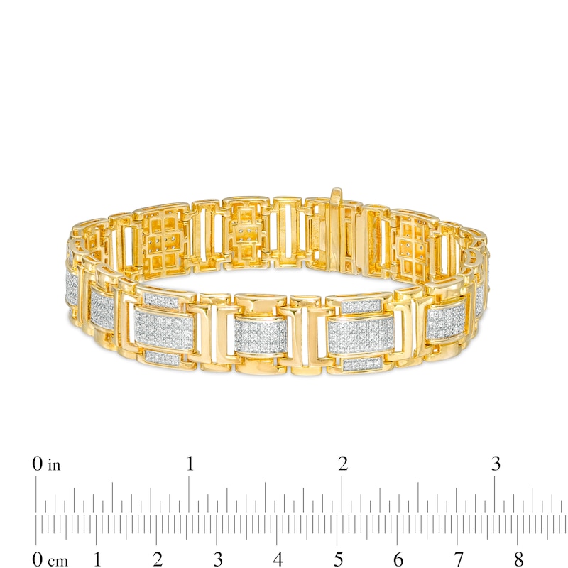 Main Image 3 of 1-1/2 CT. T.W. Diamond Multi-Row Link Bracelet in 10K Gold - 8.5"