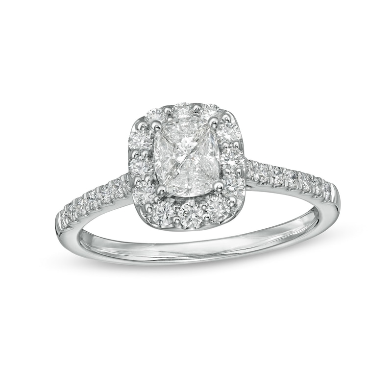 Main Image 1 of 3/4 CT. T.W. Composite Cushion-Shaped Diamond Frame Engagement Ring in 10K White Gold