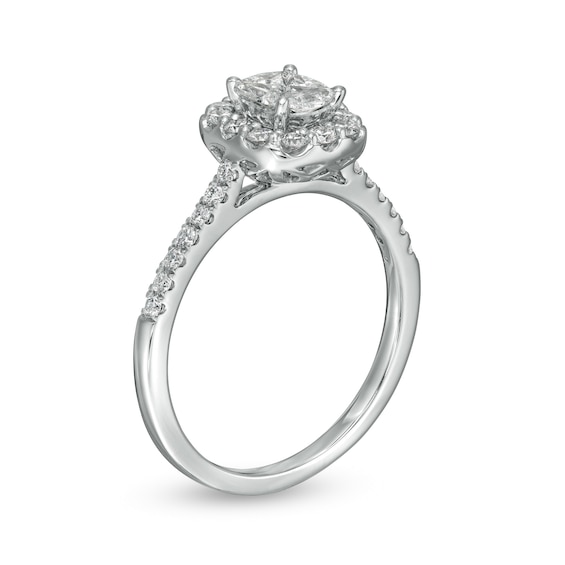 3/4 CT. T.w. Composite Cushion-Shaped Diamond Frame Engagement Ring in 10K White Gold