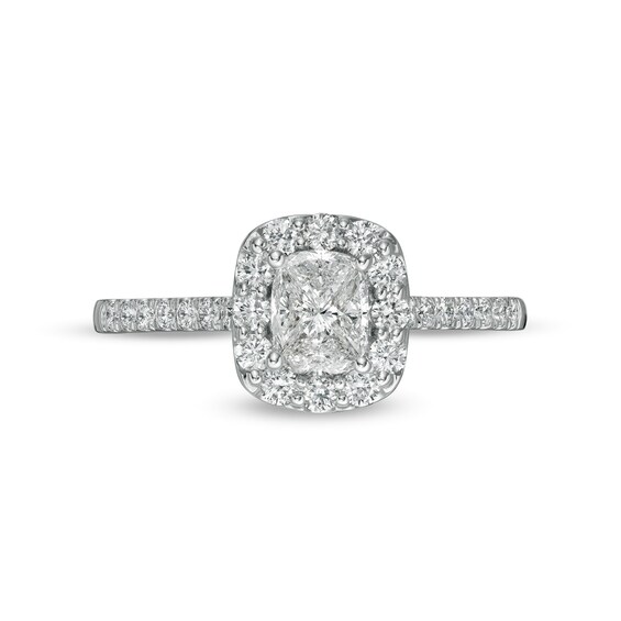 3/4 CT. T.w. Composite Cushion-Shaped Diamond Frame Engagement Ring in 10K White Gold