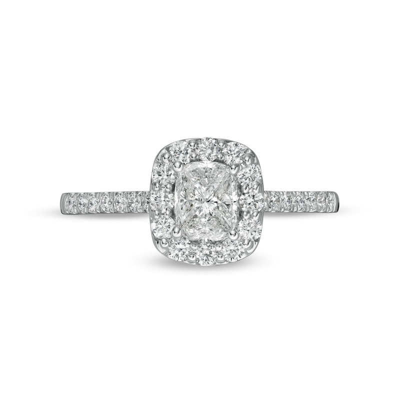 Main Image 4 of 3/4 CT. T.W. Composite Cushion-Shaped Diamond Frame Engagement Ring in 10K White Gold