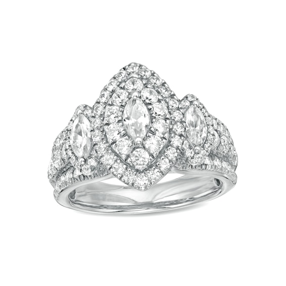 2 CT. T.w. Marquise Diamond Past Present FutureÂ® Double Frame Engagement Ring in 14K White Gold
