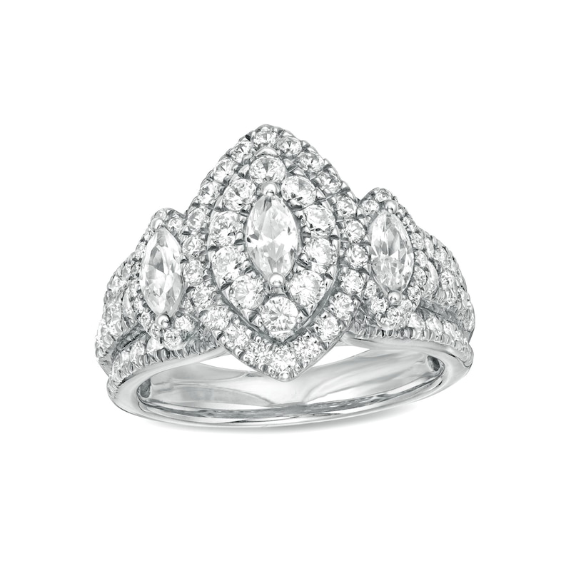 Main Image 1 of 2 CT. T.W. Marquise Diamond Past Present Future® Double Frame Engagement Ring in 14K White Gold