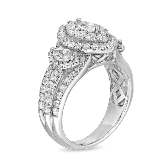 2 CT. T.w. Marquise Diamond Past Present FutureÂ® Double Frame Engagement Ring in 14K White Gold