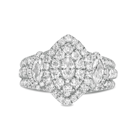 2 CT. T.w. Marquise Diamond Past Present FutureÂ® Double Frame Engagement Ring in 14K White Gold
